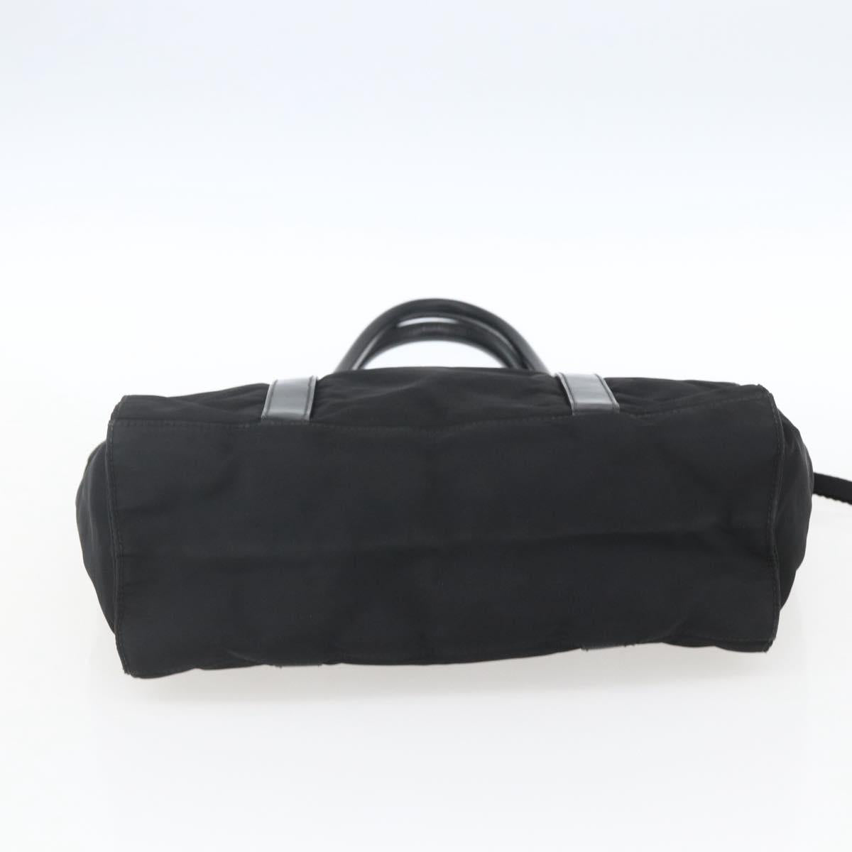 PRADA Hand Bag Nylon Black Silver Auth 153784