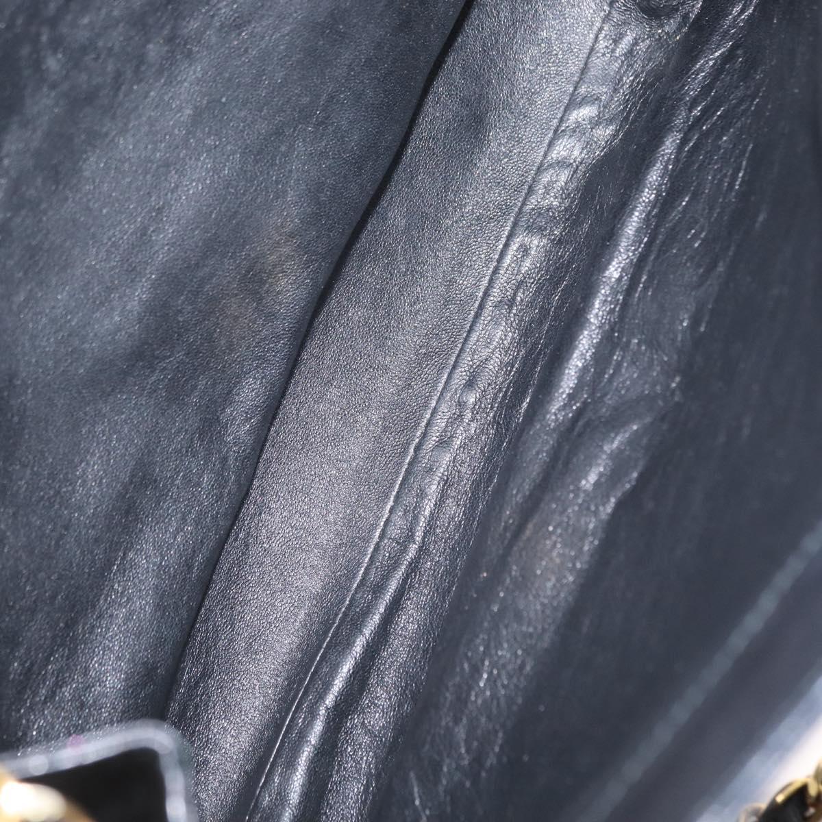 BALLY Chain Shoulder Bag Leather Black Gold Auth 153786