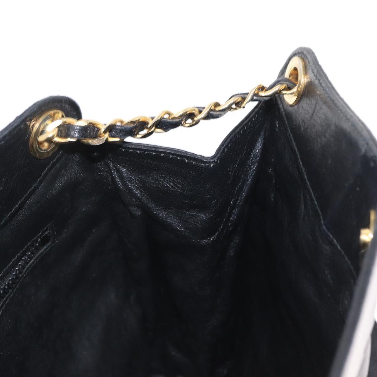 BALLY Chain Shoulder Bag Leather Black Gold Auth 153786