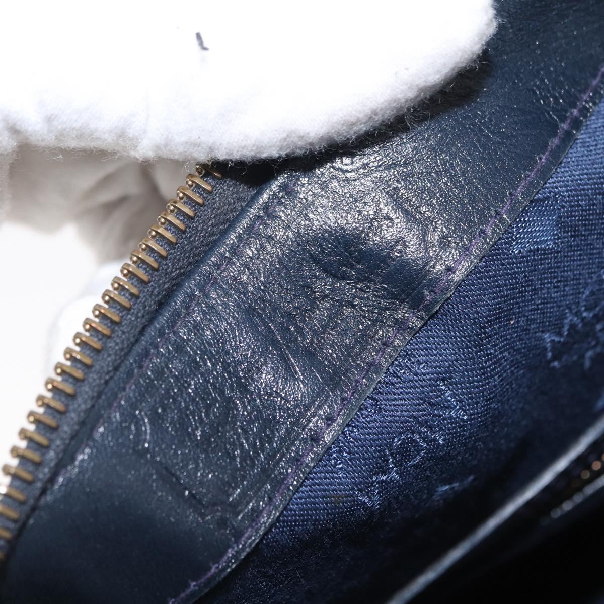 MCM Vicetos Logogram Boston Bag PVC Leather White Gold Auth 153787