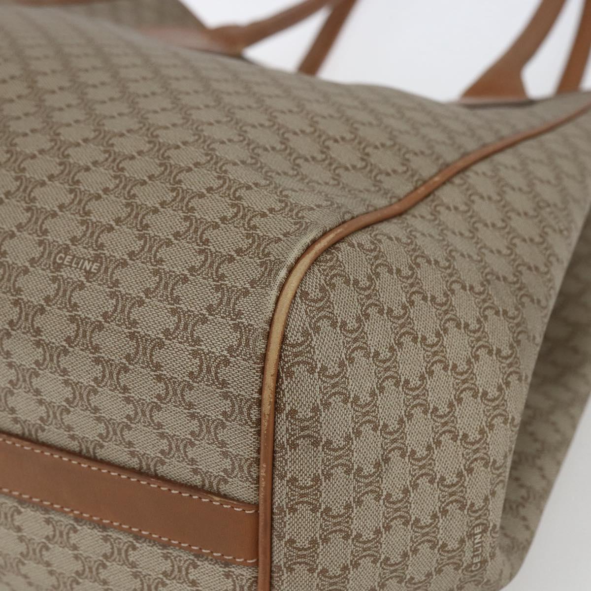 CELINE Macadam Canvas Tote Bag PVC Beige Gold Auth 153789