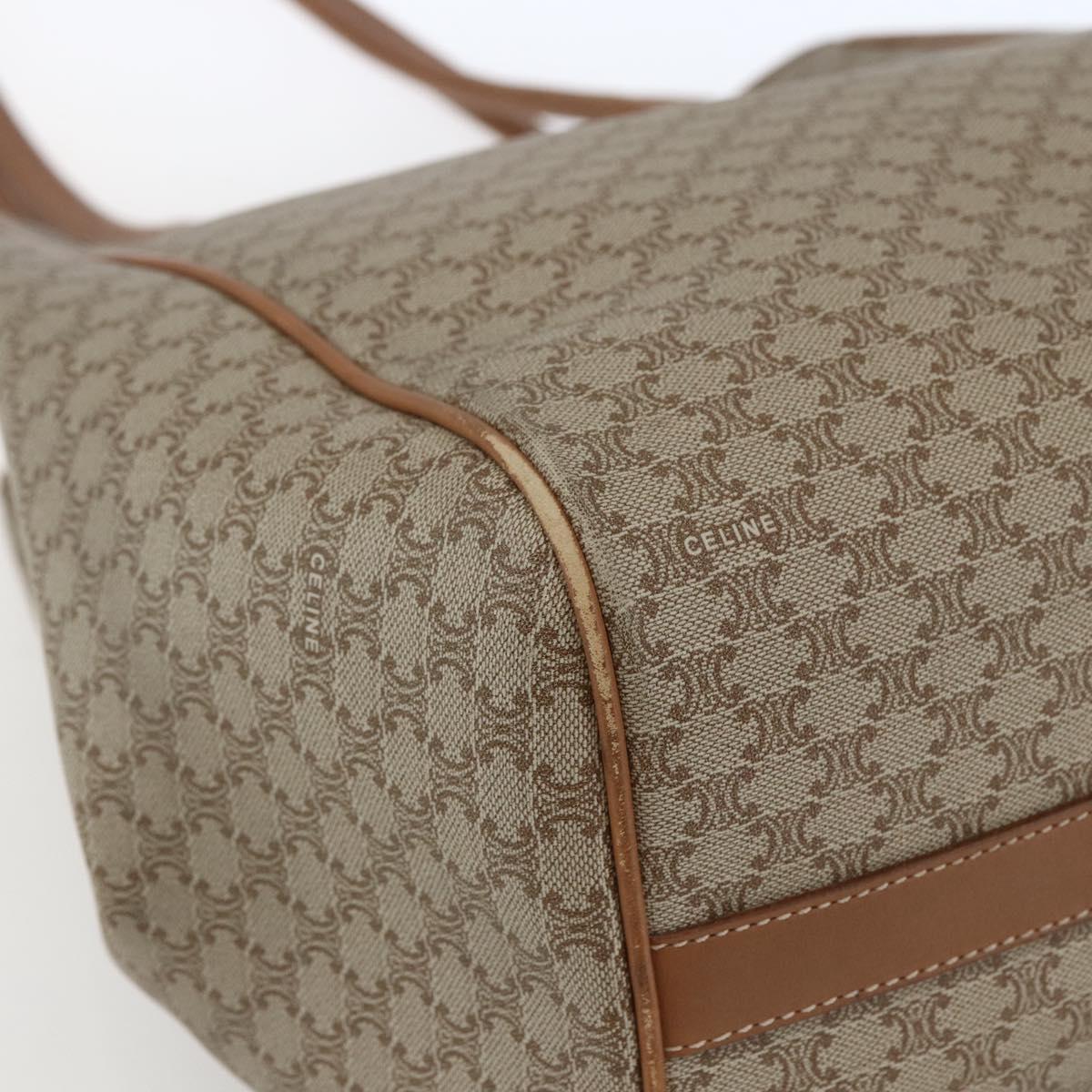 CELINE Macadam Canvas Tote Bag PVC Beige Gold Auth 153789
