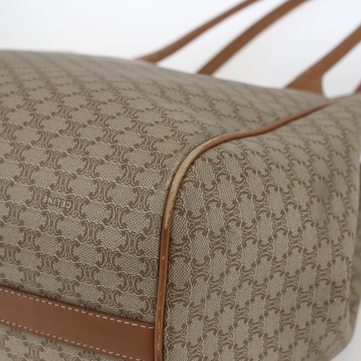 CELINE Macadam Canvas Tote Bag PVC Beige Gold Auth 153789