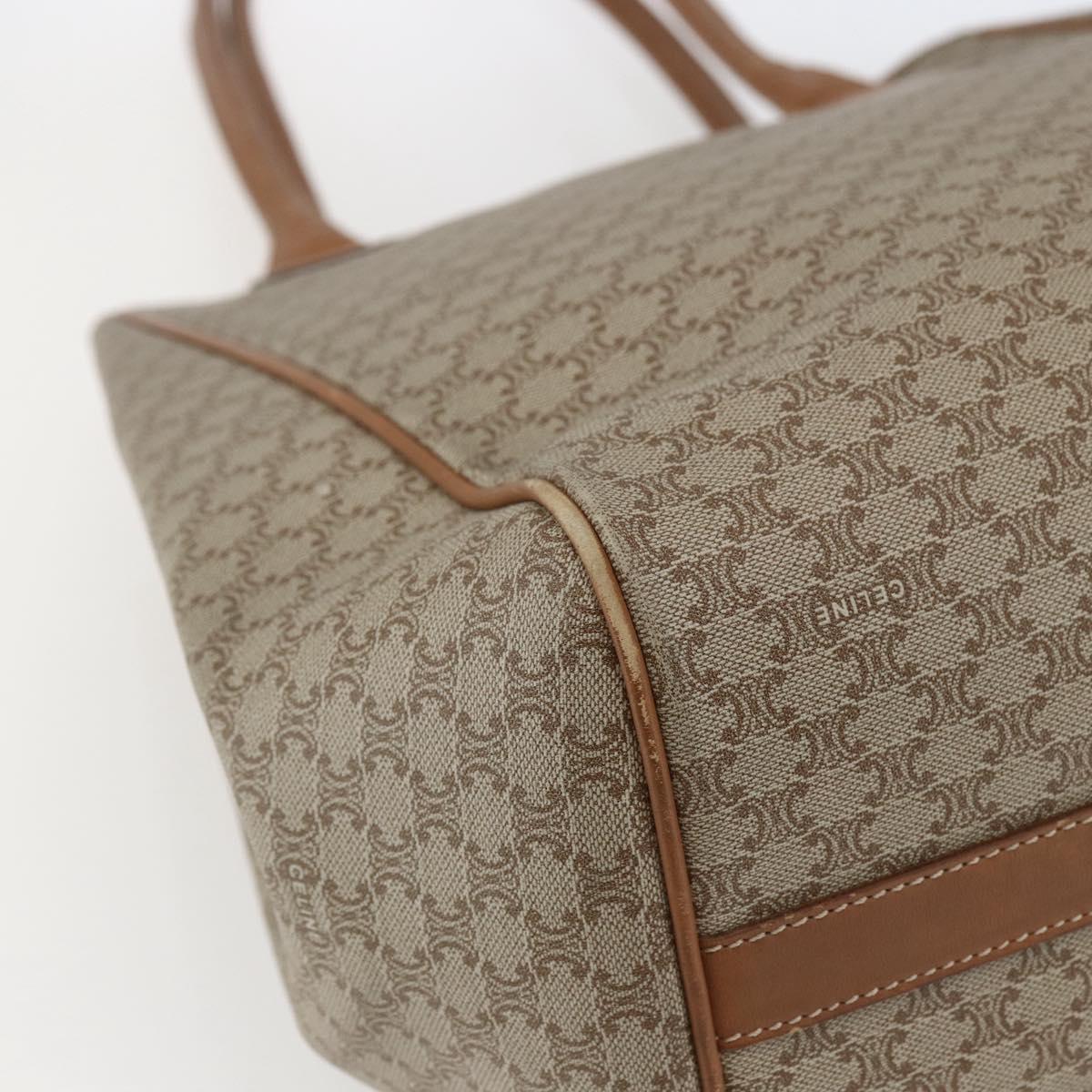 CELINE Macadam Canvas Tote Bag PVC Beige Gold Auth 153789