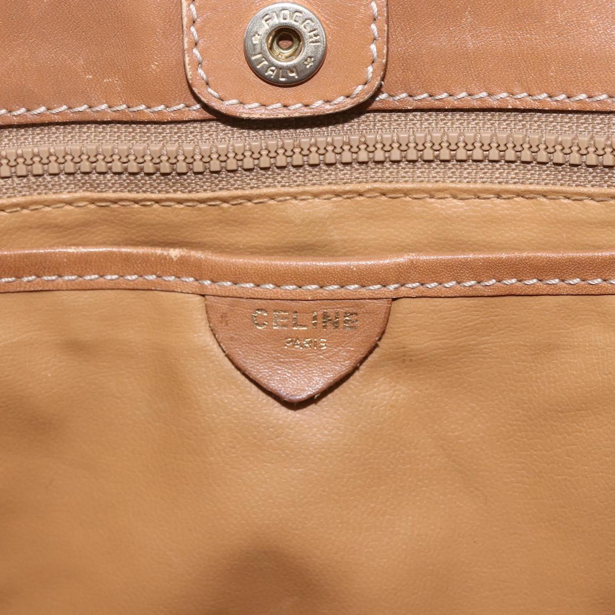 CELINE Macadam Canvas Tote Bag PVC Beige Gold Auth 153789
