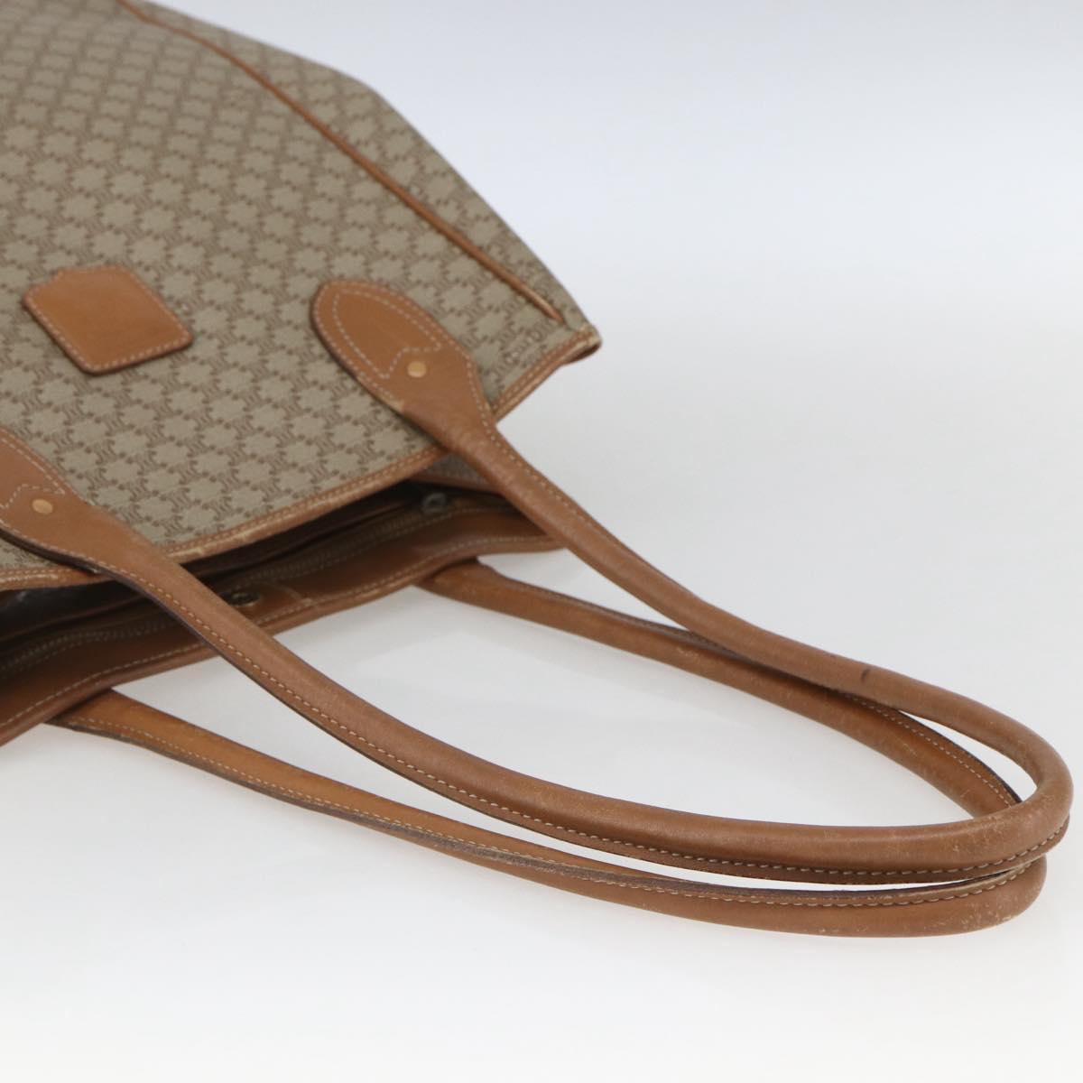 CELINE Macadam Canvas Tote Bag PVC Beige Gold Auth 153789