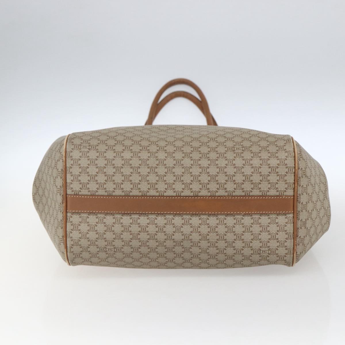 CELINE Macadam Canvas Tote Bag PVC Beige Gold Auth 153789