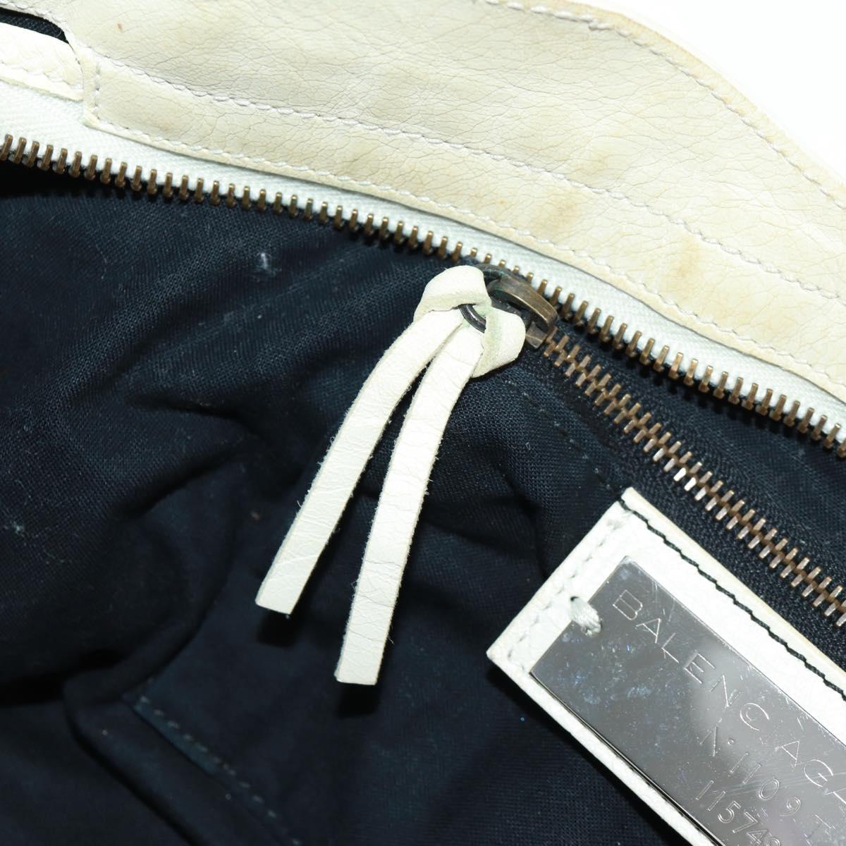 BALENCIAGA City Hand Bag Leather 2way White 115748 Auth 153799V