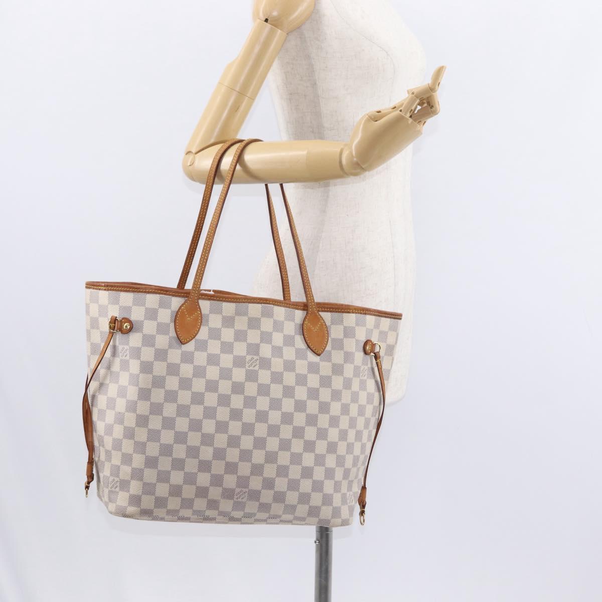 LOUIS VUITTON Damier Azur Neverfull MM Tote Bag N41605 LV Auth 153808