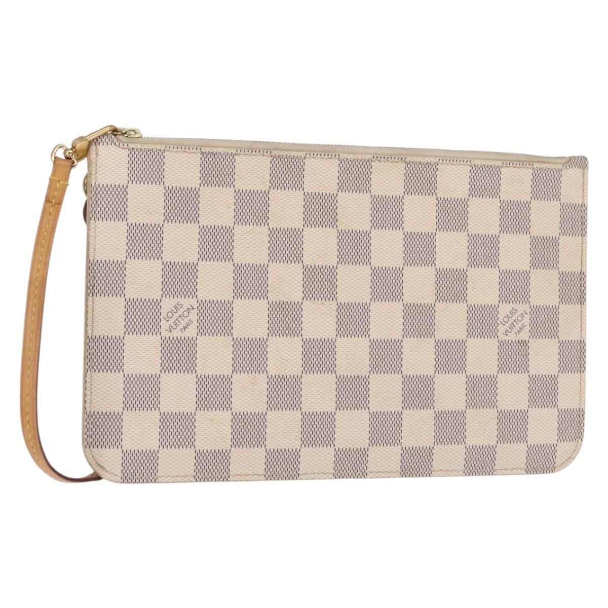 LOUIS VUITTON Damier Azur Neverfull MM Pouch LV Auth 153809