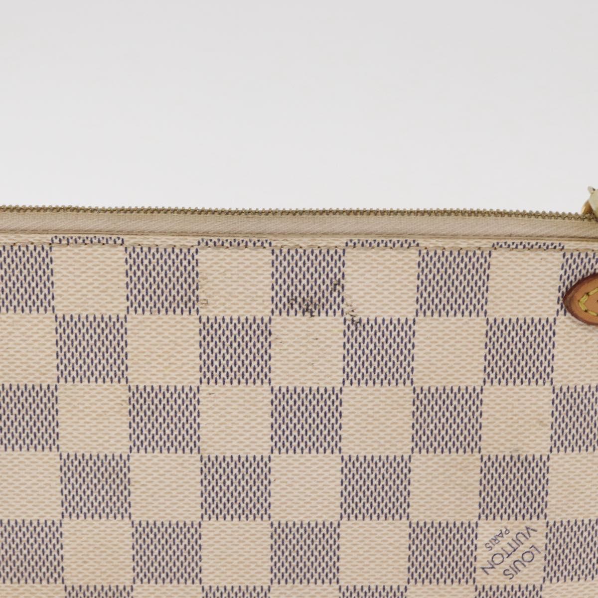LOUIS VUITTON Damier Azur Neverfull MM Pouch LV Auth 153809