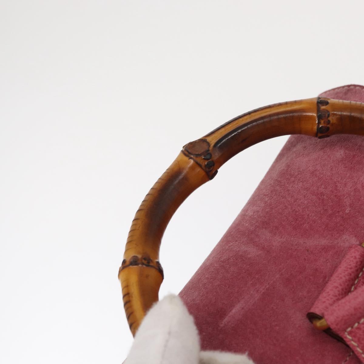 GUCCI Bamboo Backpack Suede Pink Gold 003 2058 0016 Auth 153813