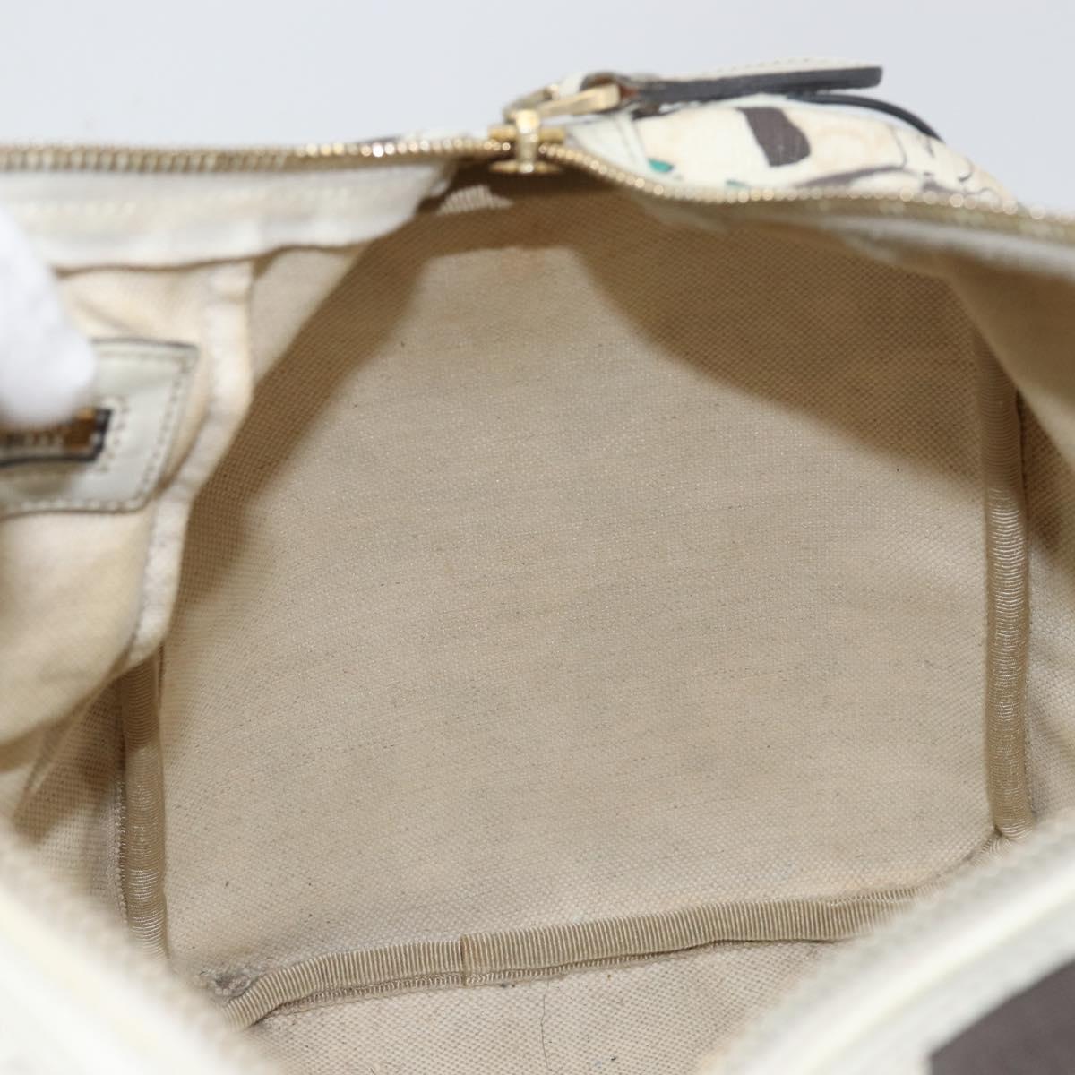 GUCCI GG Supreme Hand Bag PVC White gold 189895 Auth 153815