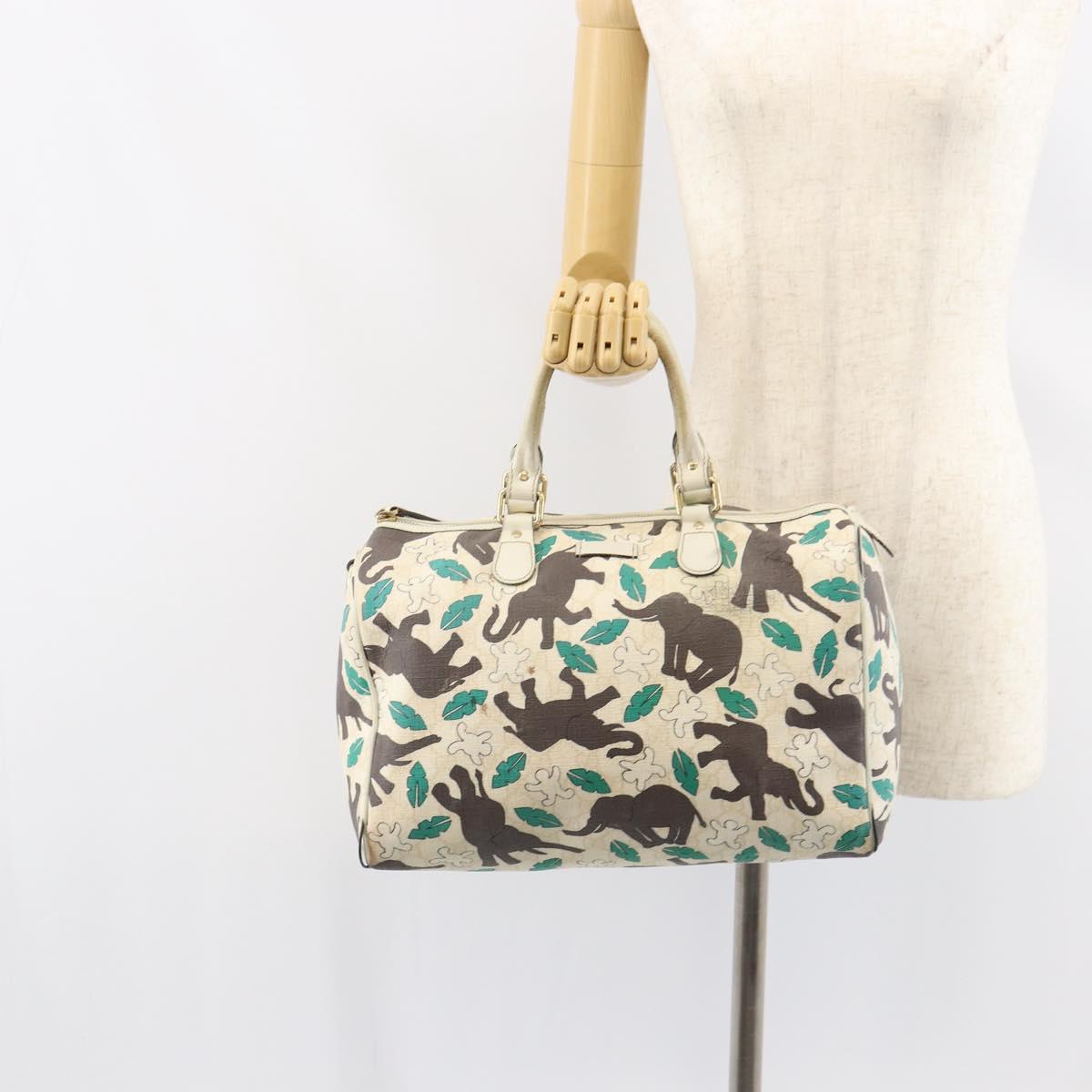 GUCCI GG Supreme Hand Bag PVC White gold 189895 Auth 153815