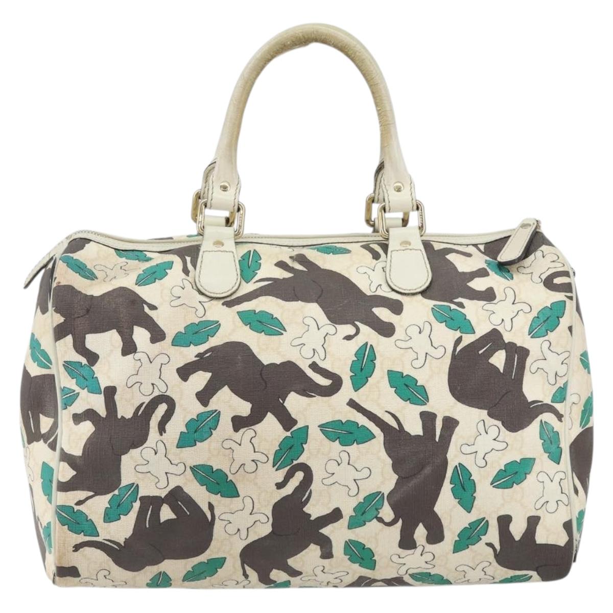 GUCCI GG Supreme Hand Bag PVC White gold 189895 Auth 153815