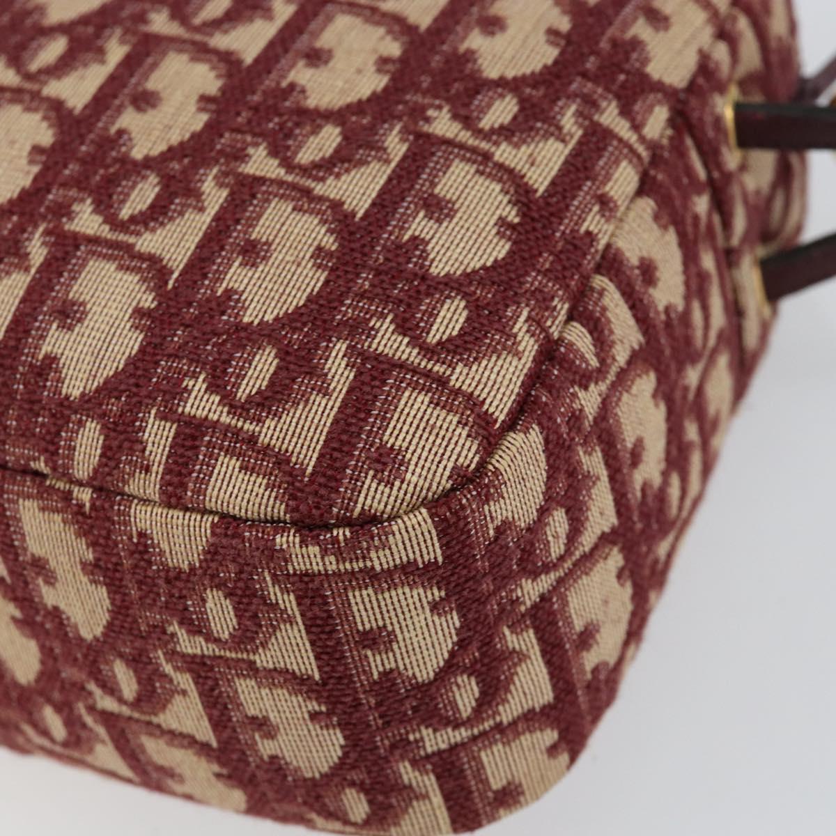 Christian Dior Trotter Canvas Shoulder Bag Red Gold Auth 153816
