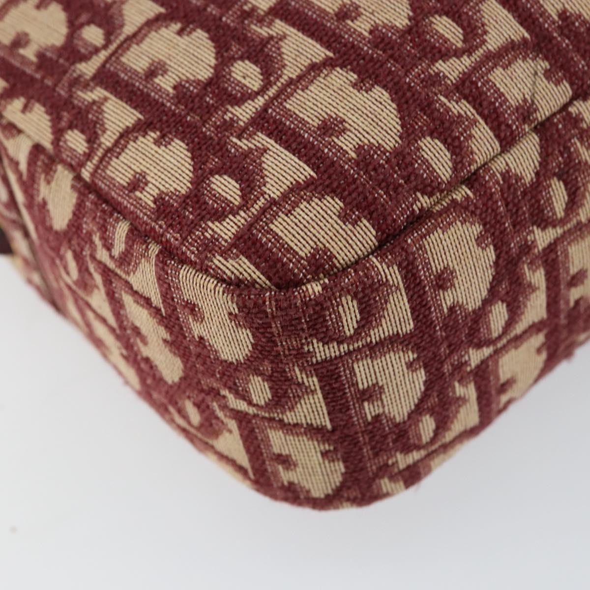 Christian Dior Trotter Canvas Shoulder Bag Red Gold Auth 153816