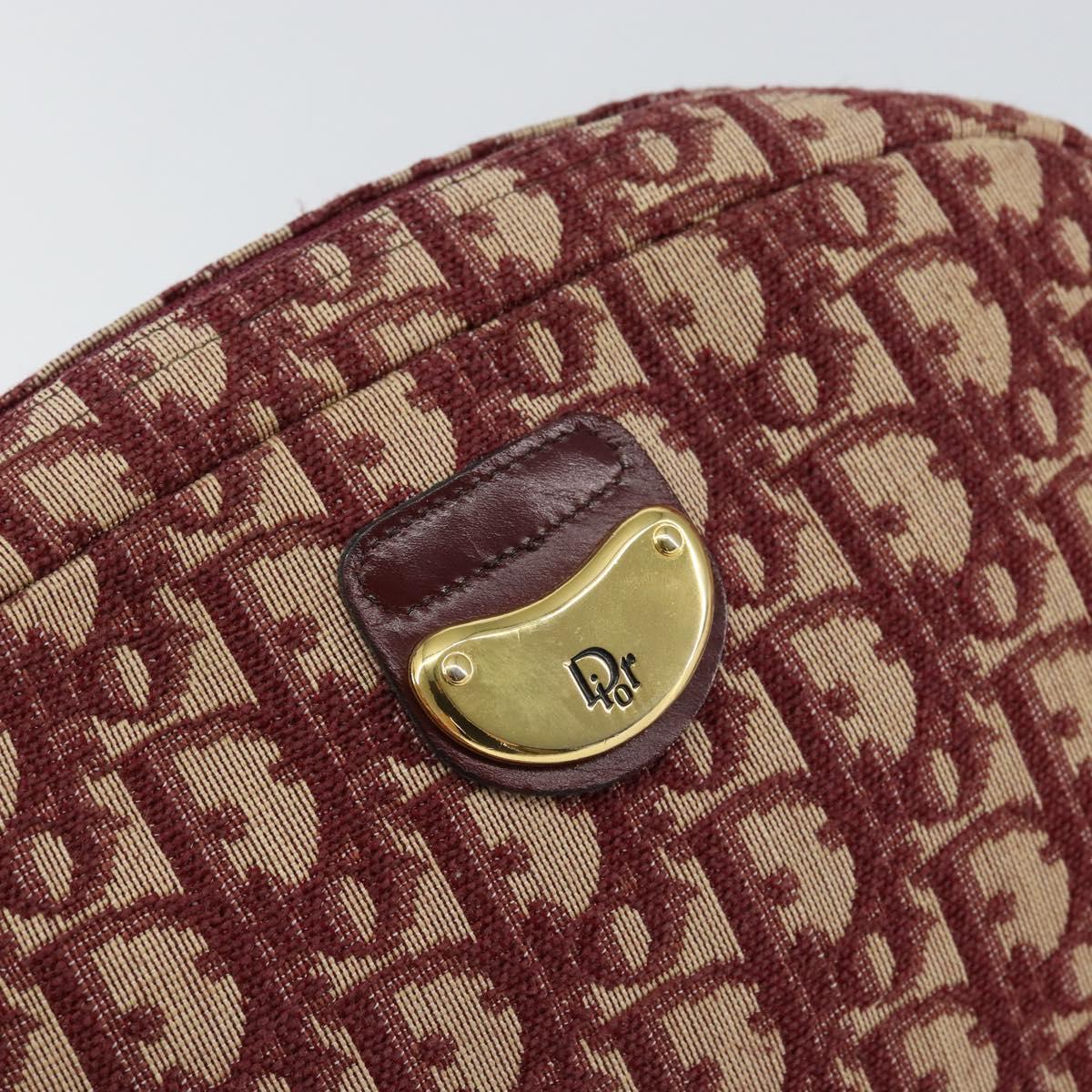 Christian Dior Trotter Canvas Shoulder Bag Red Gold Auth 153816