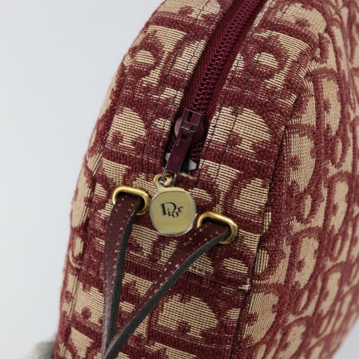 Christian Dior Trotter Canvas Shoulder Bag Red Gold Auth 153816