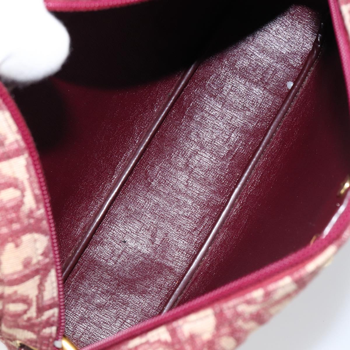 Christian Dior Trotter Canvas Shoulder Bag Red Gold Auth 153816