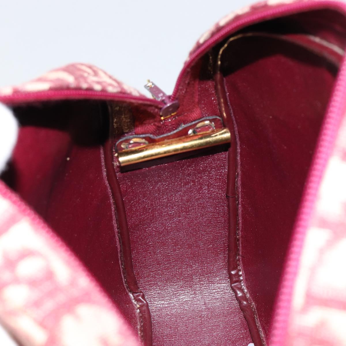 Christian Dior Trotter Canvas Shoulder Bag Red Gold Auth 153816