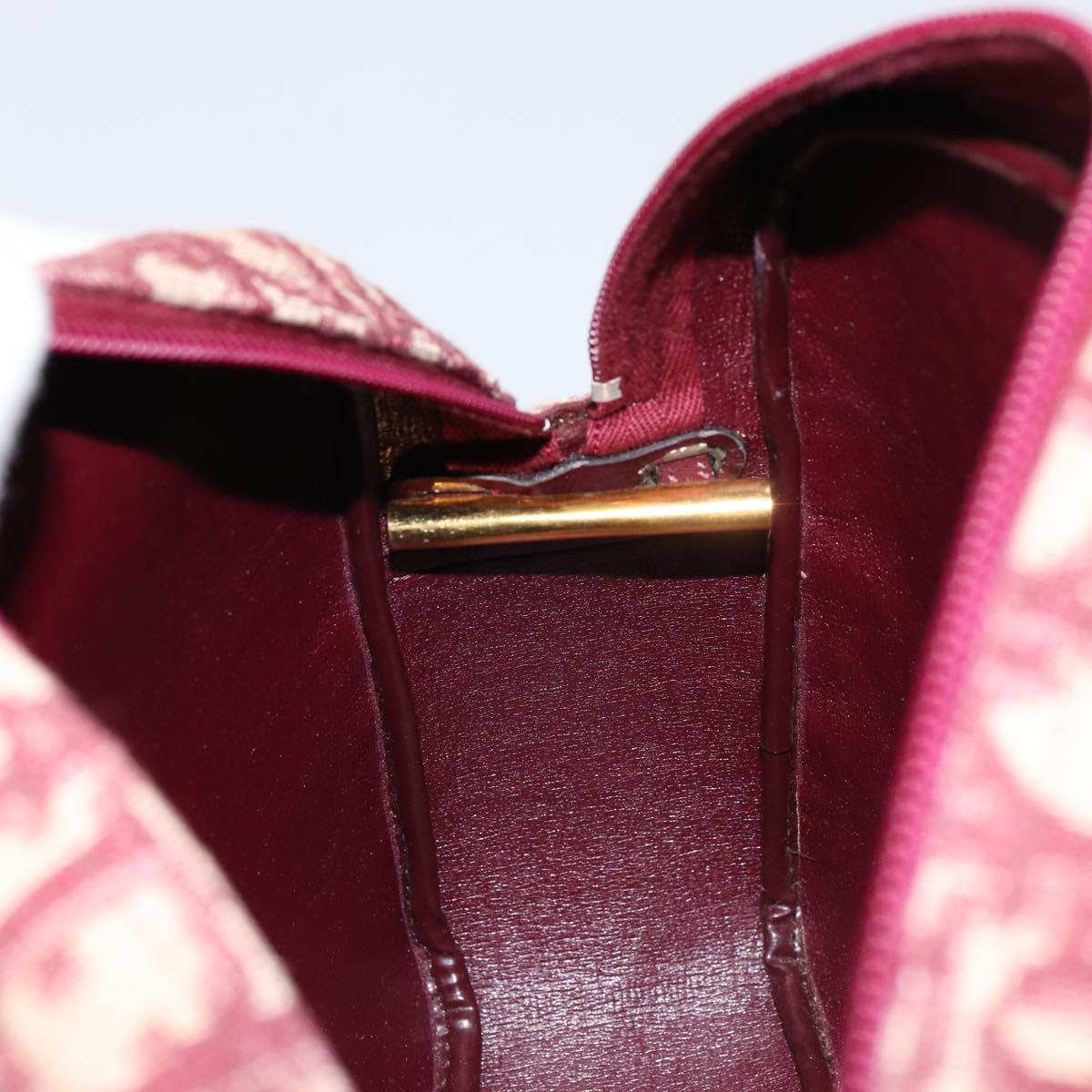 Christian Dior Trotter Canvas Shoulder Bag Red Gold Auth 153816