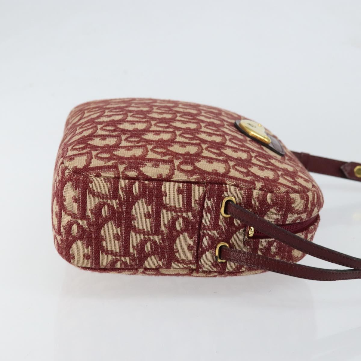 Christian Dior Trotter Canvas Shoulder Bag Red Gold Auth 153816