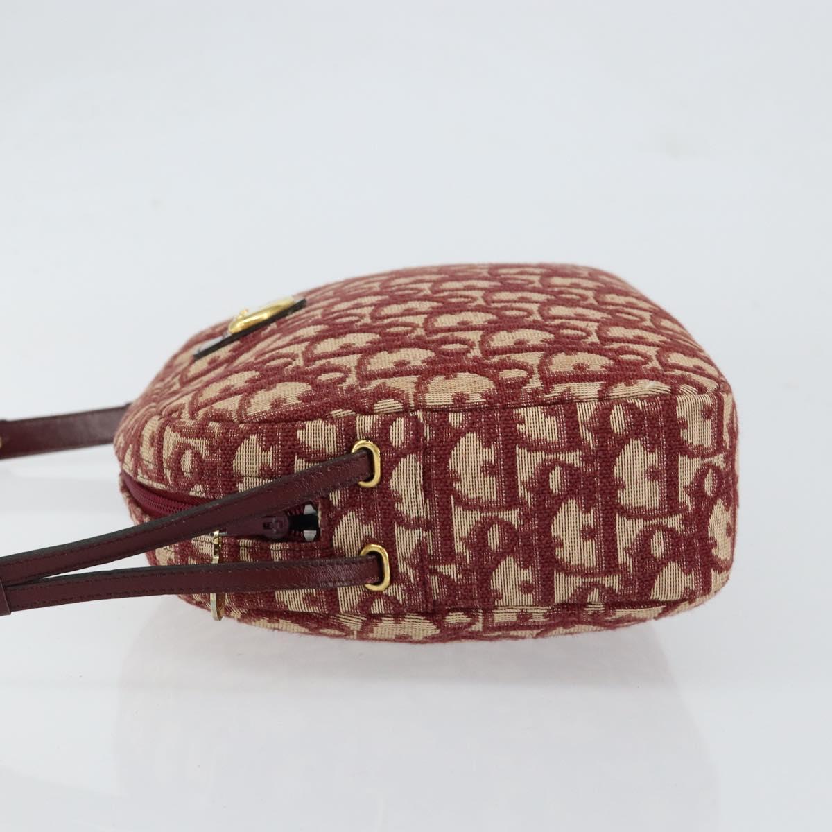 Christian Dior Trotter Canvas Shoulder Bag Red Gold Auth 153816