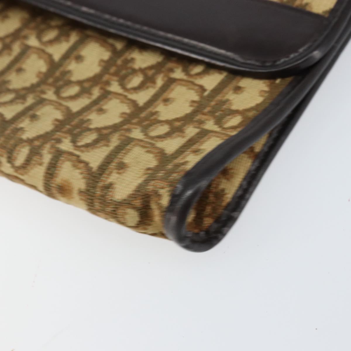 Christian Dior Trotter Canvas Chain Shoulder Bag Brown Gold Auth 153817