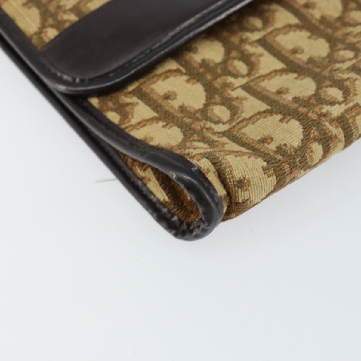 Christian Dior Trotter Canvas Chain Shoulder Bag Brown Gold Auth 153817