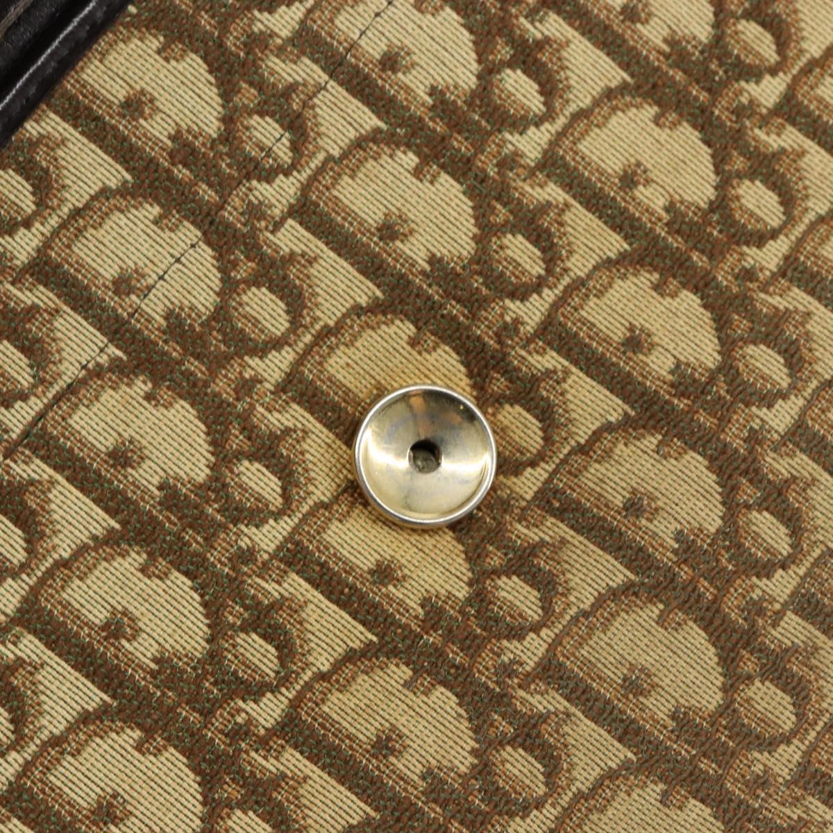 Christian Dior Trotter Canvas Chain Shoulder Bag Brown Gold Auth 153817