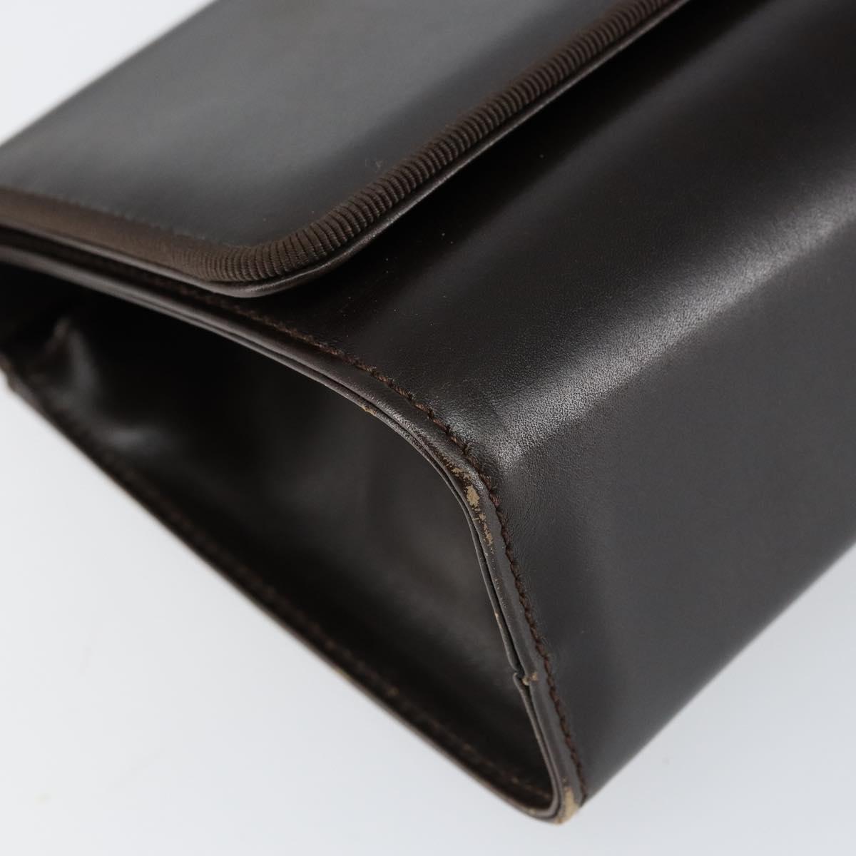 Salvatore Ferragamo Gancini Shoulder Bag Leather Dark Brown Gold Auth 153818