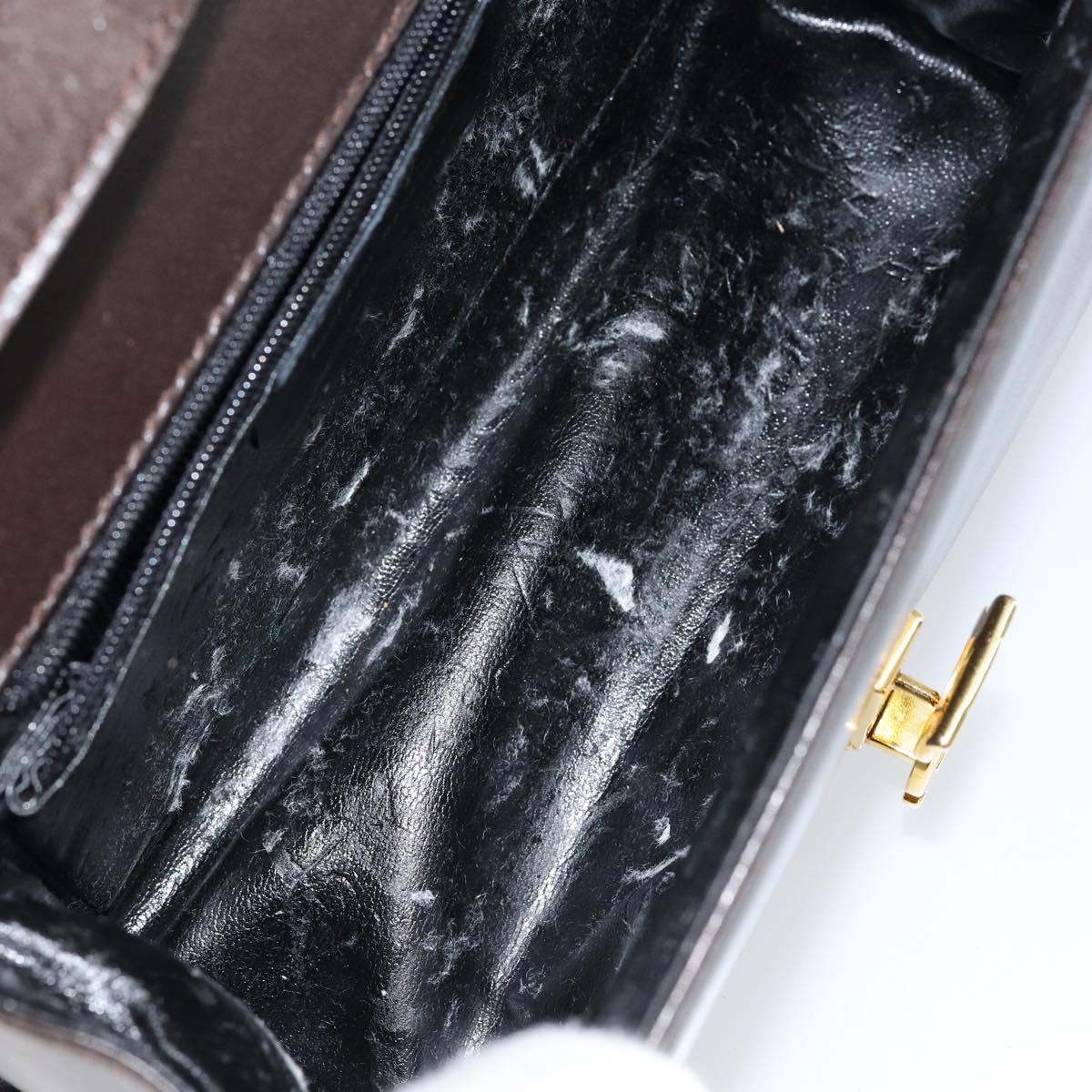 Salvatore Ferragamo Gancini Shoulder Bag Leather Dark Brown Gold Auth 153818