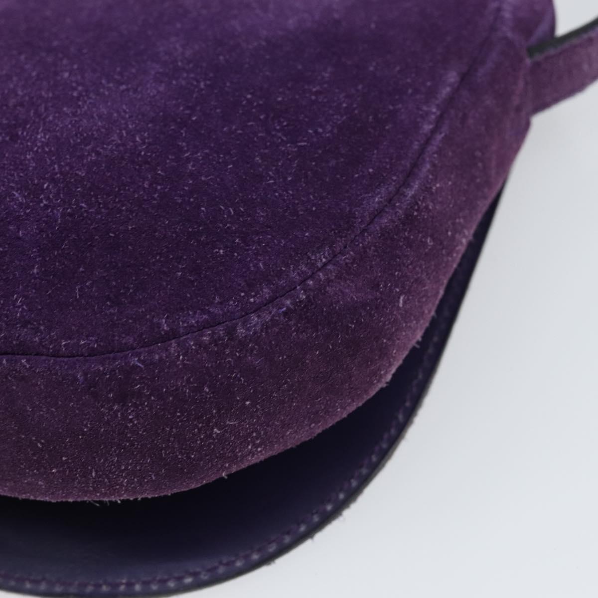 CELINE Shoulder Bag Suede Purple Gold Auth 153820