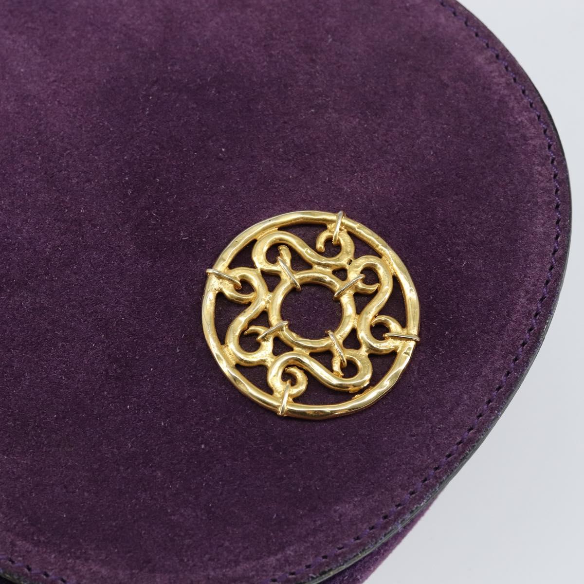CELINE Shoulder Bag Suede Purple Gold Auth 153820