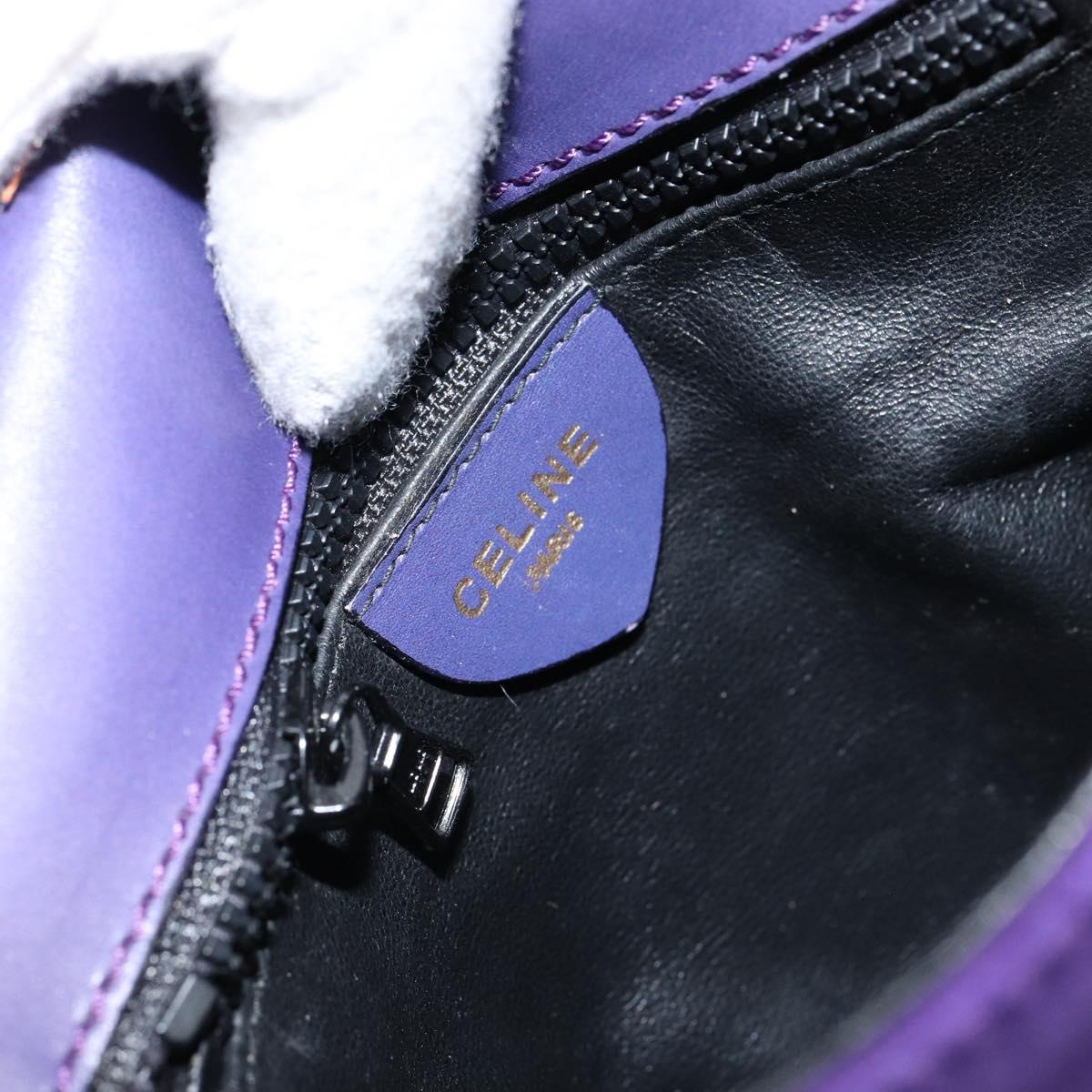 CELINE Shoulder Bag Suede Purple Gold Auth 153820