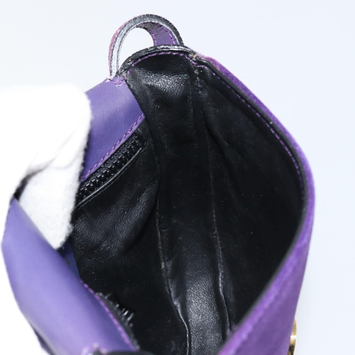 CELINE Shoulder Bag Suede Purple Gold Auth 153820