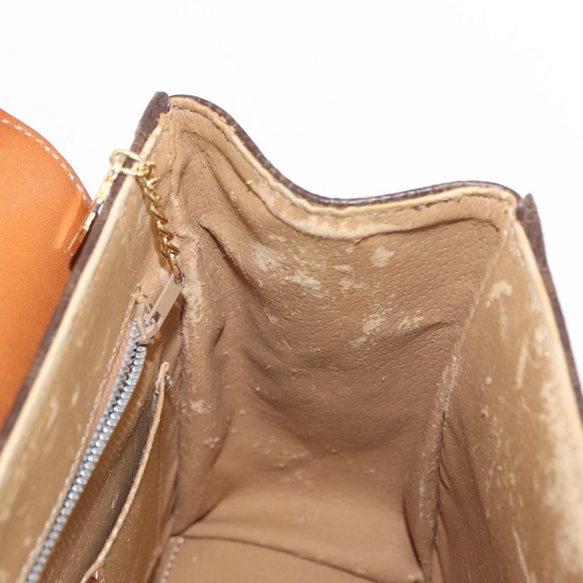 CELINE Macadam Canvas Hand Bag PVC Leather 2way Brown Gold Auth 153821