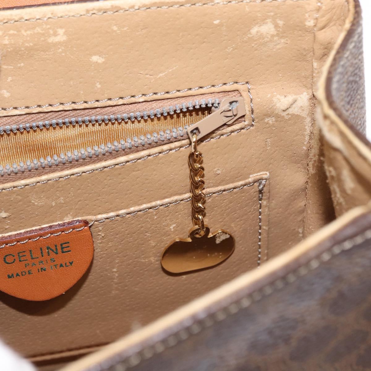 CELINE Macadam Canvas Hand Bag PVC Leather 2way Brown Gold Auth 153821