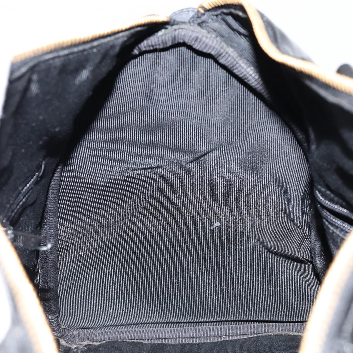 CHANEL Boston Bag Patent leather 2way Black Gold CC Auth 153822