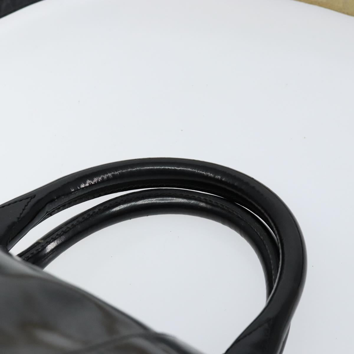 CHANEL Boston Bag Patent leather 2way Black Gold CC Auth 153822