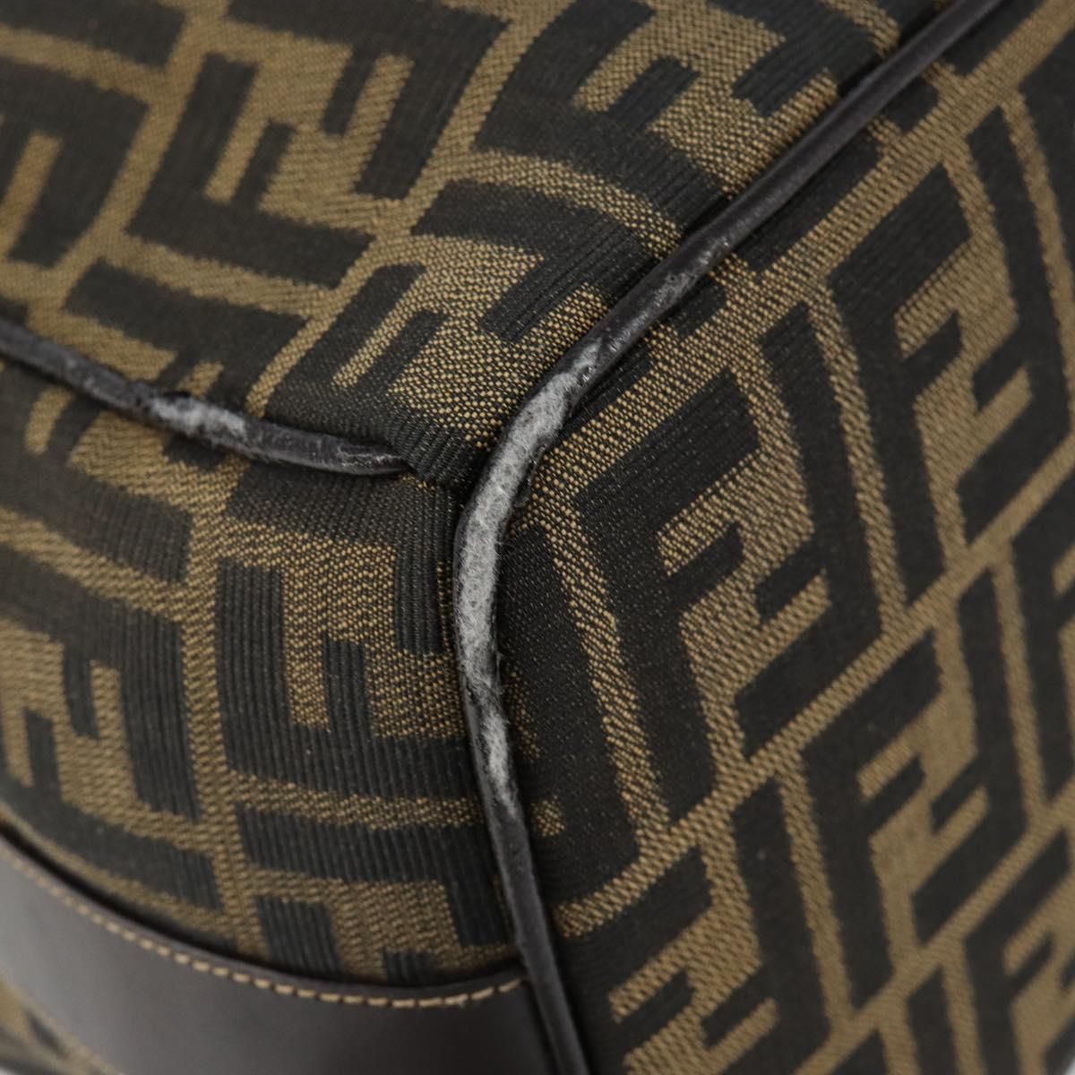 FENDI Zucca Canvas Vanity Pouch Black Brown Auth 153823