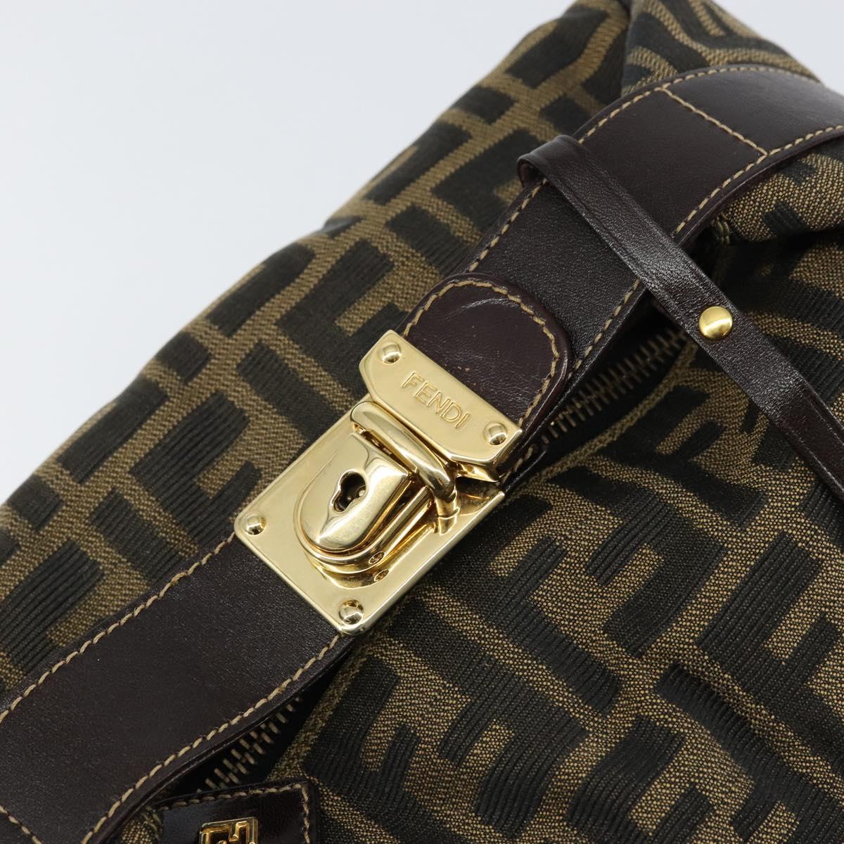 FENDI Zucca Canvas Vanity Pouch Black Brown Auth 153823