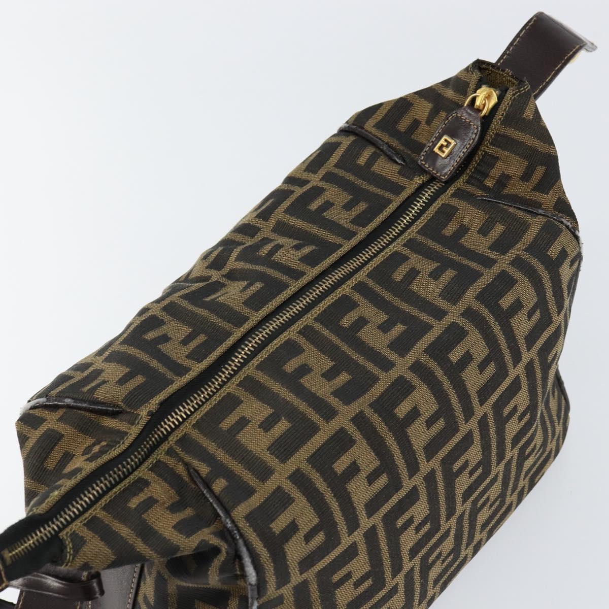 FENDI Zucca Canvas Vanity Pouch Black Brown Auth 153823