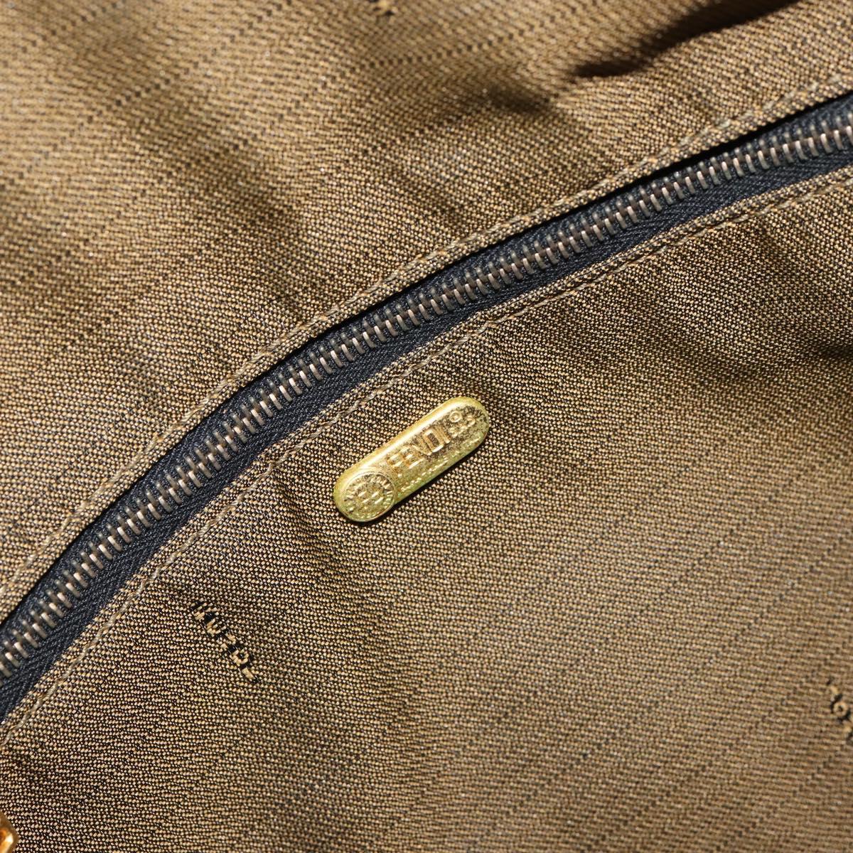 FENDI Zucca Canvas Vanity Pouch Black Brown Auth 153823