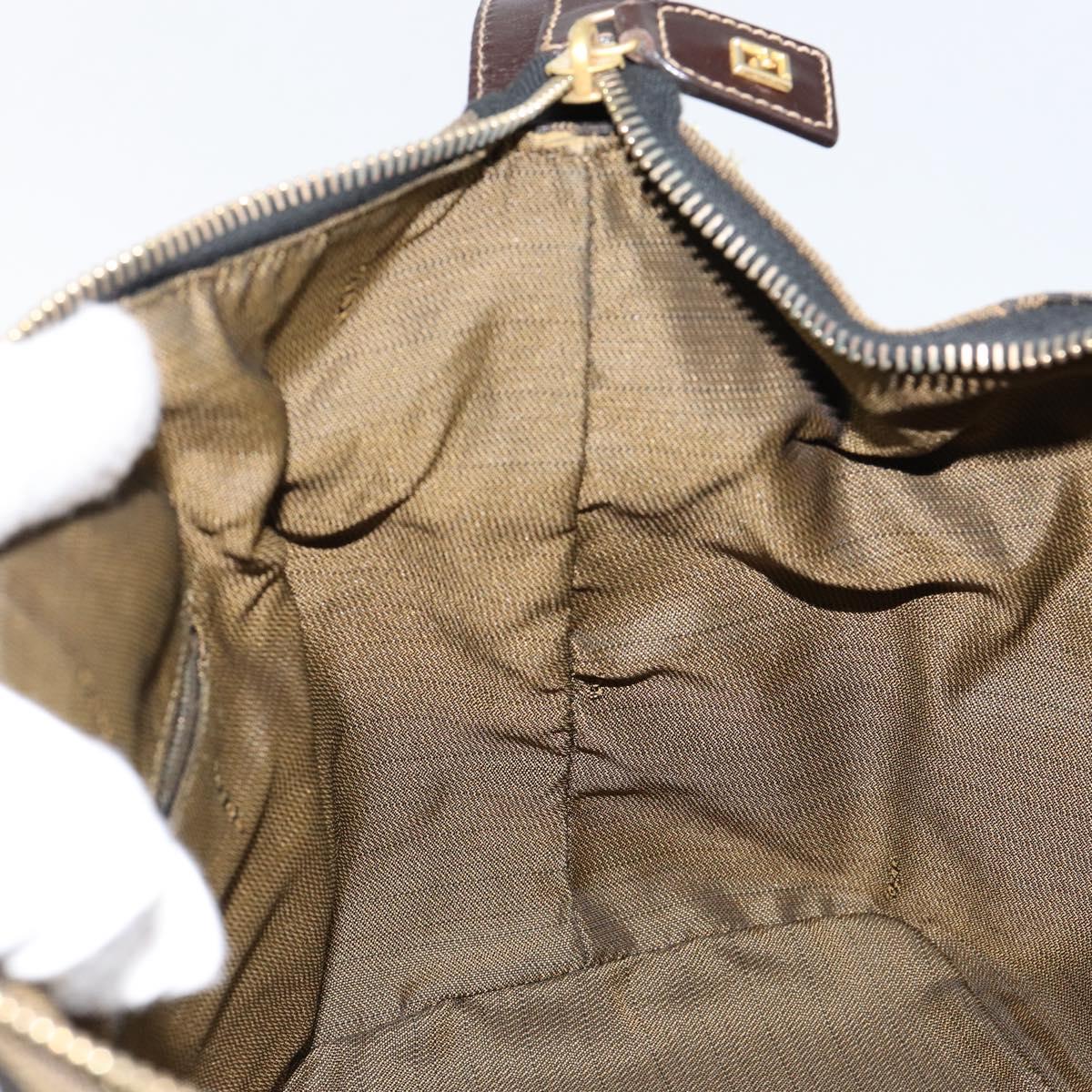 FENDI Zucca Canvas Vanity Pouch Black Brown Auth 153823