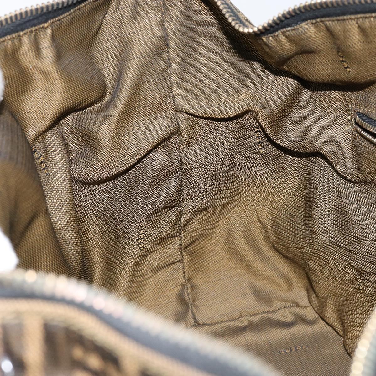 FENDI Zucca Canvas Vanity Pouch Black Brown Auth 153823