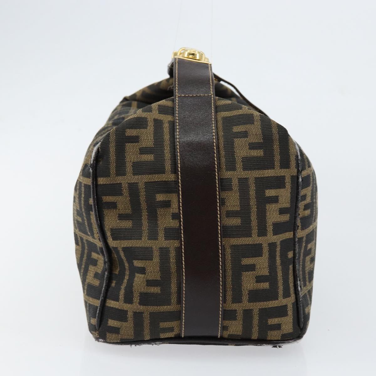 FENDI Zucca Canvas Vanity Pouch Black Brown Auth 153823