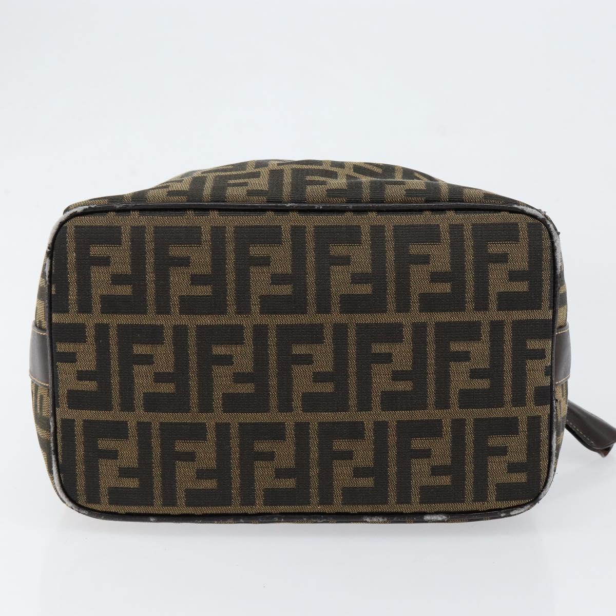 FENDI Zucca Canvas Vanity Pouch Black Brown Auth 153823