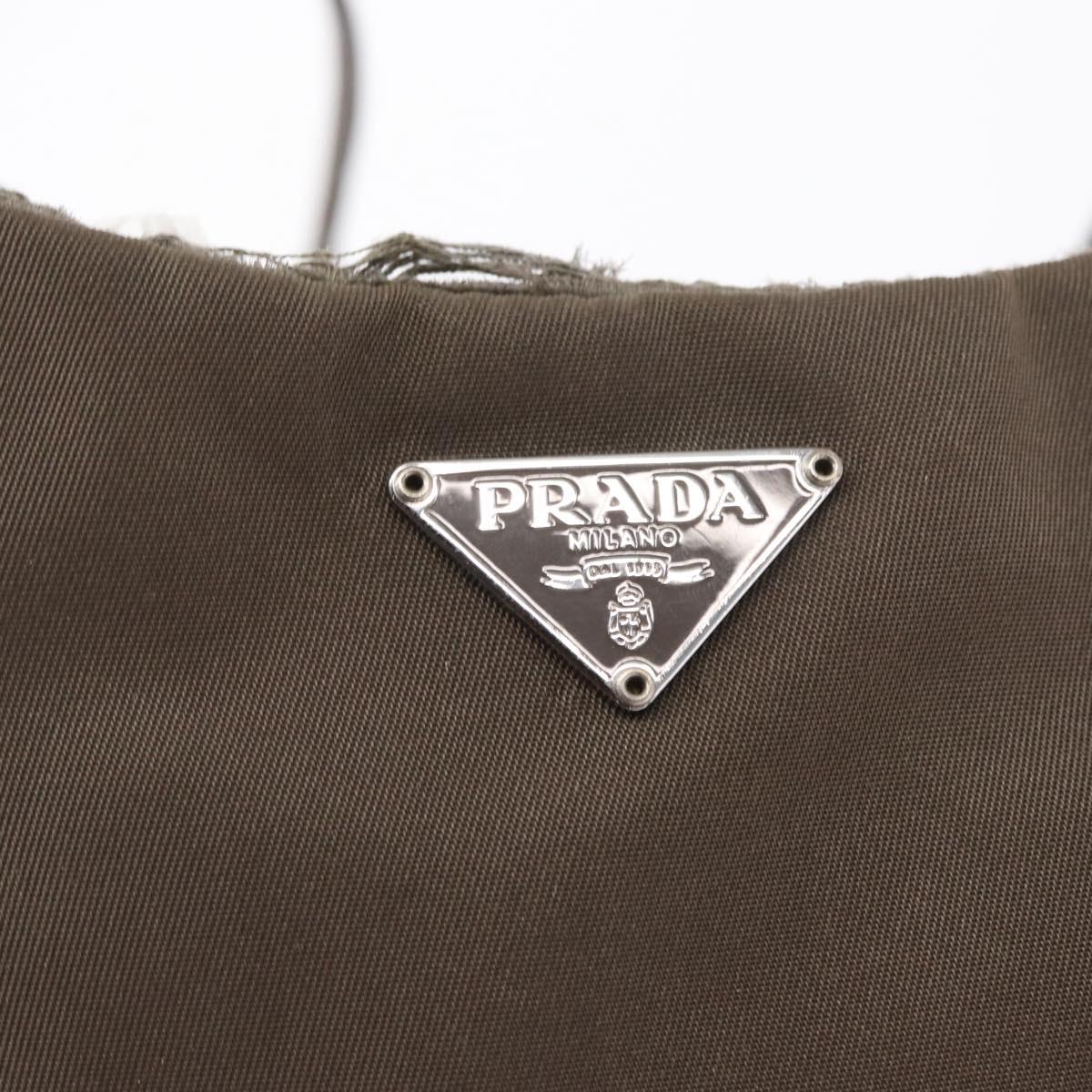 PRADA Shoulder Bag Nylon Brown Auth 153825